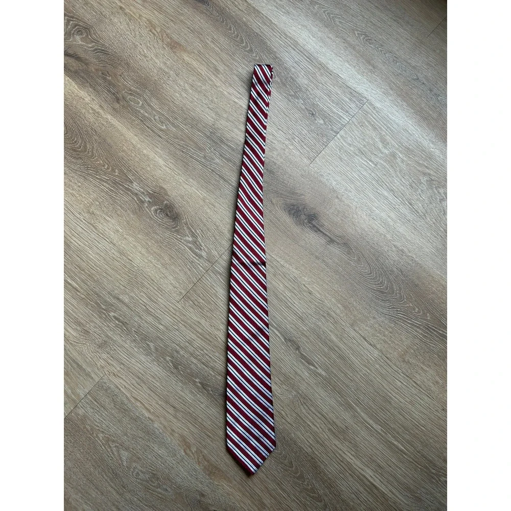 Brooks Brothers Mens Silk Necktie Burgundy Navy White Rep Stripe Made in USA